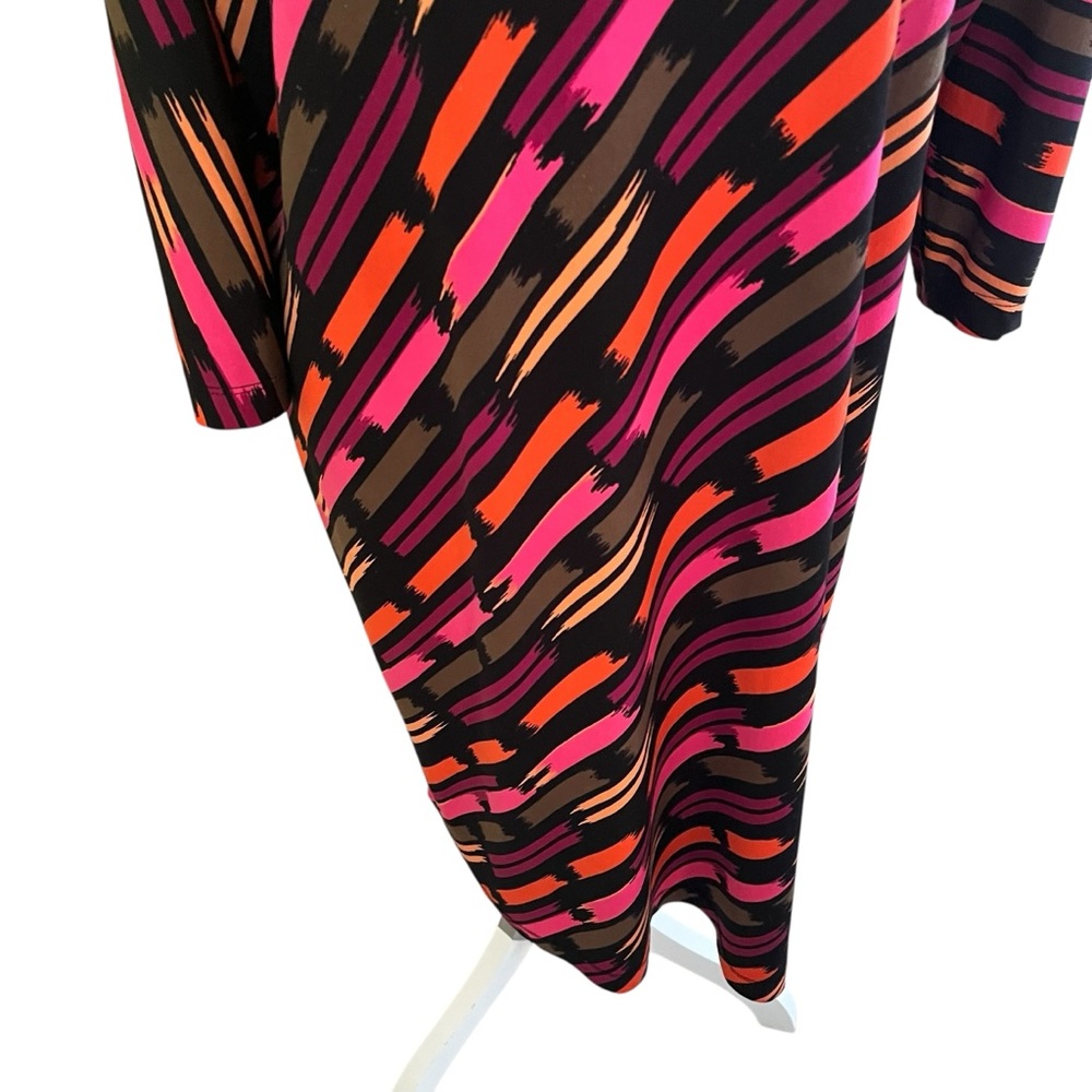 Banana Republic Black, Pink,Olive, Mustard Abstract Stripe Jersey Knit Dress XL - Picture 2 of 10